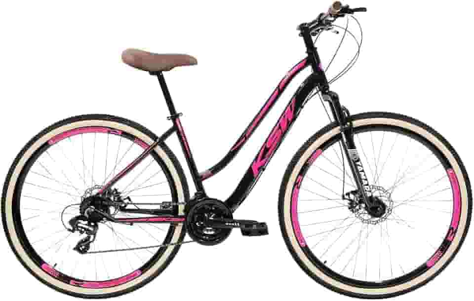 Bicicleta Feminina Aro 29 Sunny Estilo Clássico Retrô Marca KSW 21 Velocidades Freios a Disco com Suspensão 80mm de Curso