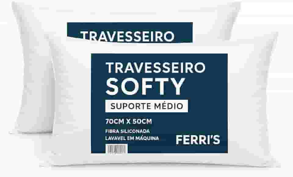 Kit 2 Travesseiros Softy 70x50cm – Antialérgicos, Antiácaro, Laváveis e Ultra Macios | Conforto, Suporte e Maciez para Sono Reparador, Bem-Estar e Decoração Elegante – Branco