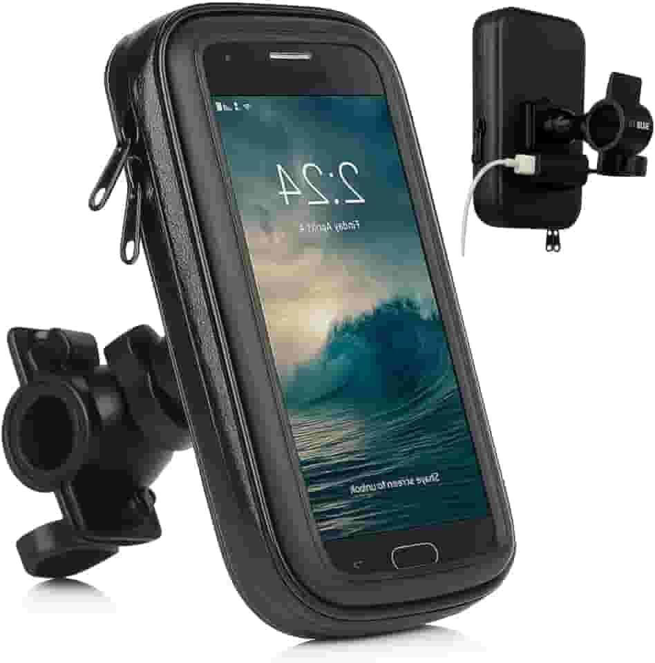 Suporte de Celular para Moto e Bike Impermeável Com Carregador USB Universal 360° Rotação com Touch Screen Sensível, Fixação Segura no Guidão, Ajustável para GPS e Smartphones até 6,5 Polegadas
