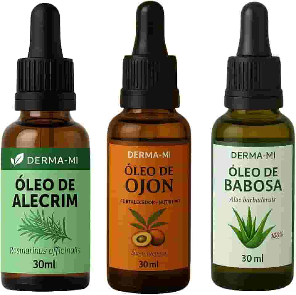 Kit 3 Óleos Vegetais 100% Puro – Babosa, Ojon e Alecrim | Crescimento, Hidratação e Restauração Capilar