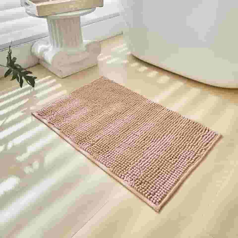 Kit 2 Tapetes Banheiro Bolinha Antiderrapante 38x58cm (Nude)