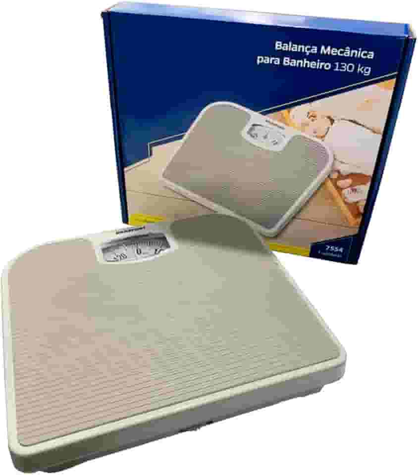 Balança Mecânica Analógica Doméstica Corporal Antiderrapante 130kg Para Banheiro Academia Consultório