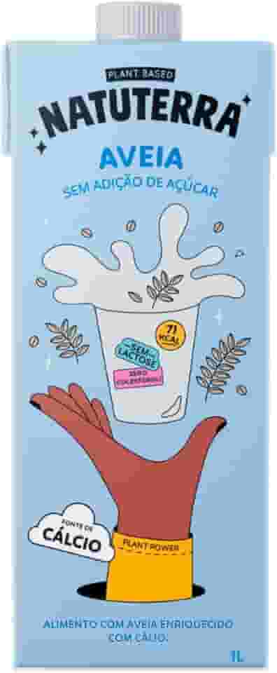 Leite de Aveia Natuterra 1L | Bebida Vegetal de Aveia Plant Based Sem Adição de Açúcar | Bebida sem lactose, colesterol e soja, fonte de cálcio | Perfeito para café, smoothies e criações culinárias