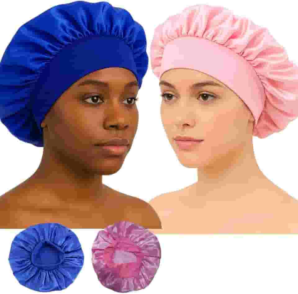 Combo com 2 Touca de Cetim com Faixa Elástica Confortável Antti Frizz para Dormir Toca de Cetim Feminina Masculina