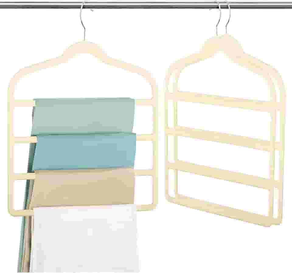 HOLTTER Kit 10 Cabides De Veludo Para Calças, Saia, Toalhas, Lenços - Calceiro Aveludado Multifuncional Resistente (Bege)