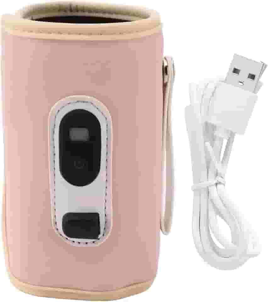 Aquecedor de mamadeira de leite para bebês com tela digital USB – Dispositivo portátil de 5 velocidades para leite materno e água (rosa)