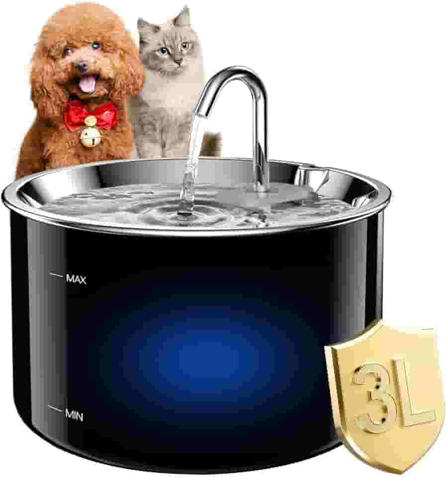Bebedouro Fonte Agua para Gatos Cães Pet Inox Silenciosa 4 Filtro Grande Capacidade 3L USB