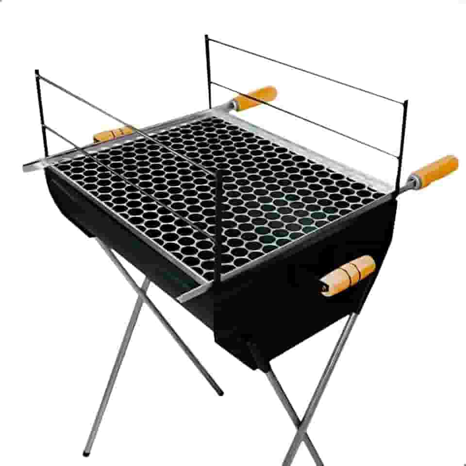 Churrasqueira A Carvão Com Grelha Inclusa 96cm Aço Reforçado Para Espetinho Grande E Grelha Zincada