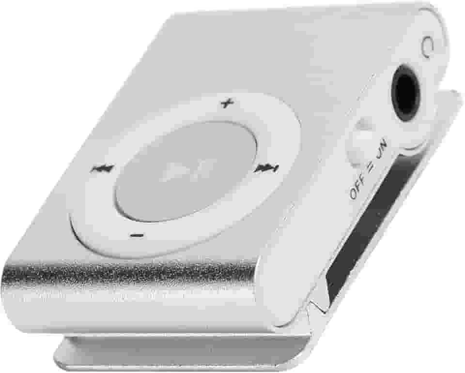 Mini MP3 Player, Portable Digital Music Media Player, Mini MP3 with Back Clip, Player Com Fone de Ouvido e Cabo USB, até 5H Play Time, Support Memory Card (Prata)