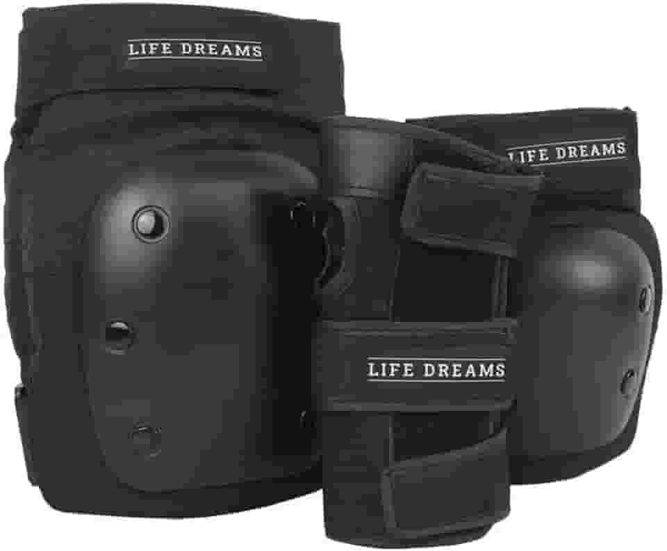 Kit de Proteção Patins Skate Bicicleta Completo Joelheira Cotoveleira Munhequeira Life Dreams (GG)