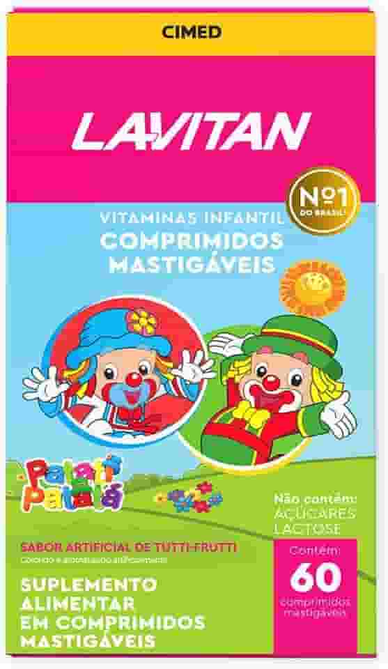 Vitamina Infantil Mastigável Tutti Frutti, rosa, Lavitan, 60 cápsulas
