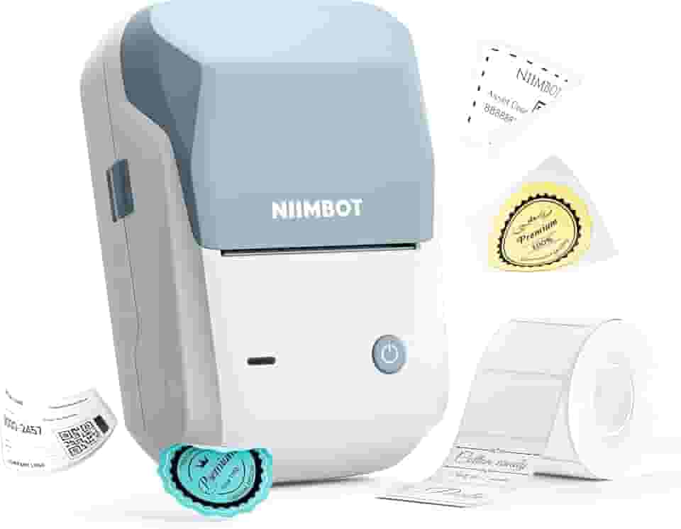 B1 Etiquetadora, Impressora Térmica Bluetooth Portátil, Rotuladora de Etiquetas Adesivas para Casa, Escritório, Cozinha e Escola, 2 Polegadas com Etiquetas de 50 * 30mm, Azul Celeste