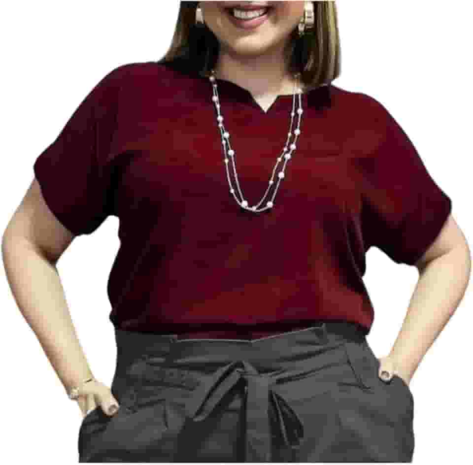 Blusa Plus Size Social Feminina Manga Curta Soltinha Camisa Social Tamanho Grande Alfaiataria Elegante