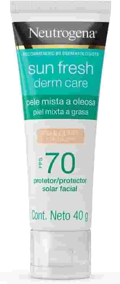 Protetor Solar Facial Para Pele Oleosa Neutrogena Sun Fresh Derm Care Pele Clara FPS 70, 40g