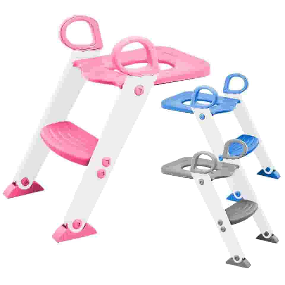 Assento Redutor Infantil Vaso Sanitário Privada Com Escada Trono Troninho (Rosa)