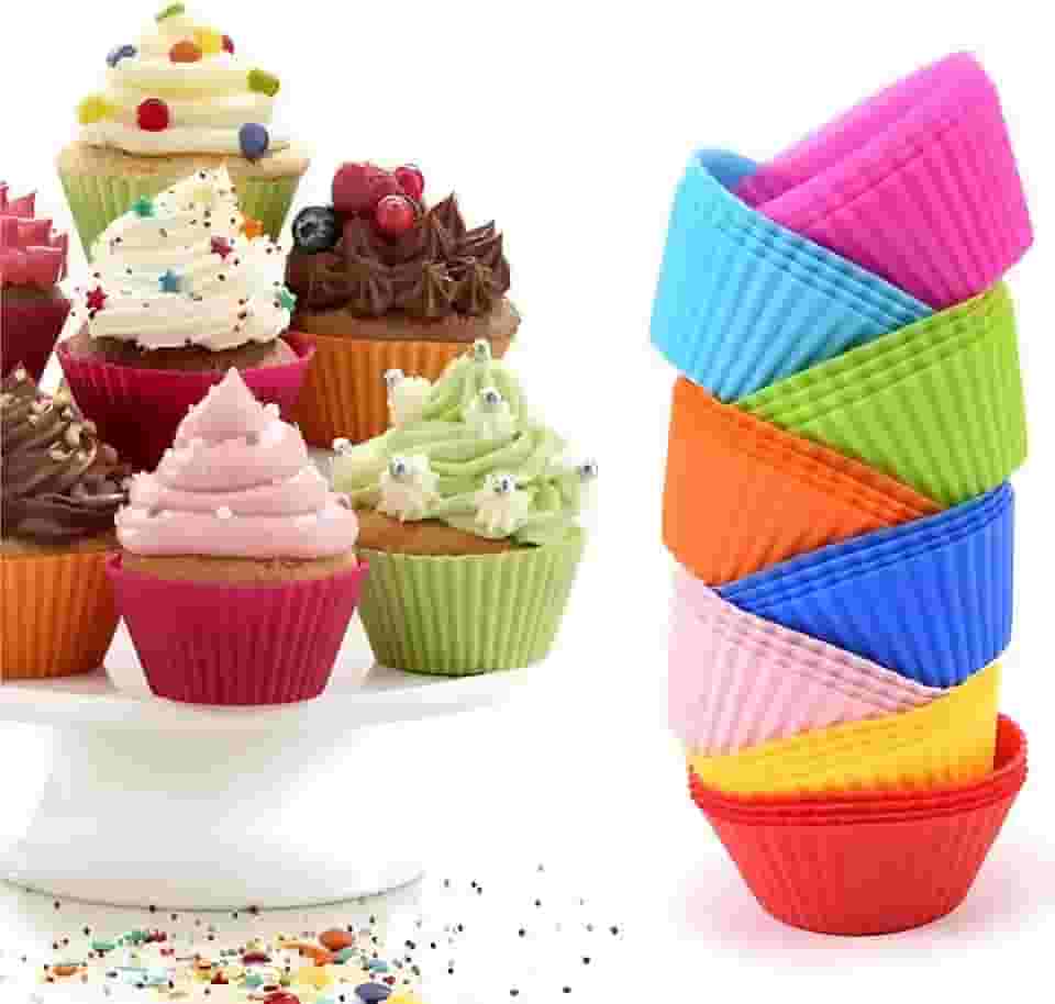 Kit 12 Formas Silicone Mini Cupcake Bolo Muffin Assadeira - Free BPA Forma De Silicone Cor Diversas.
