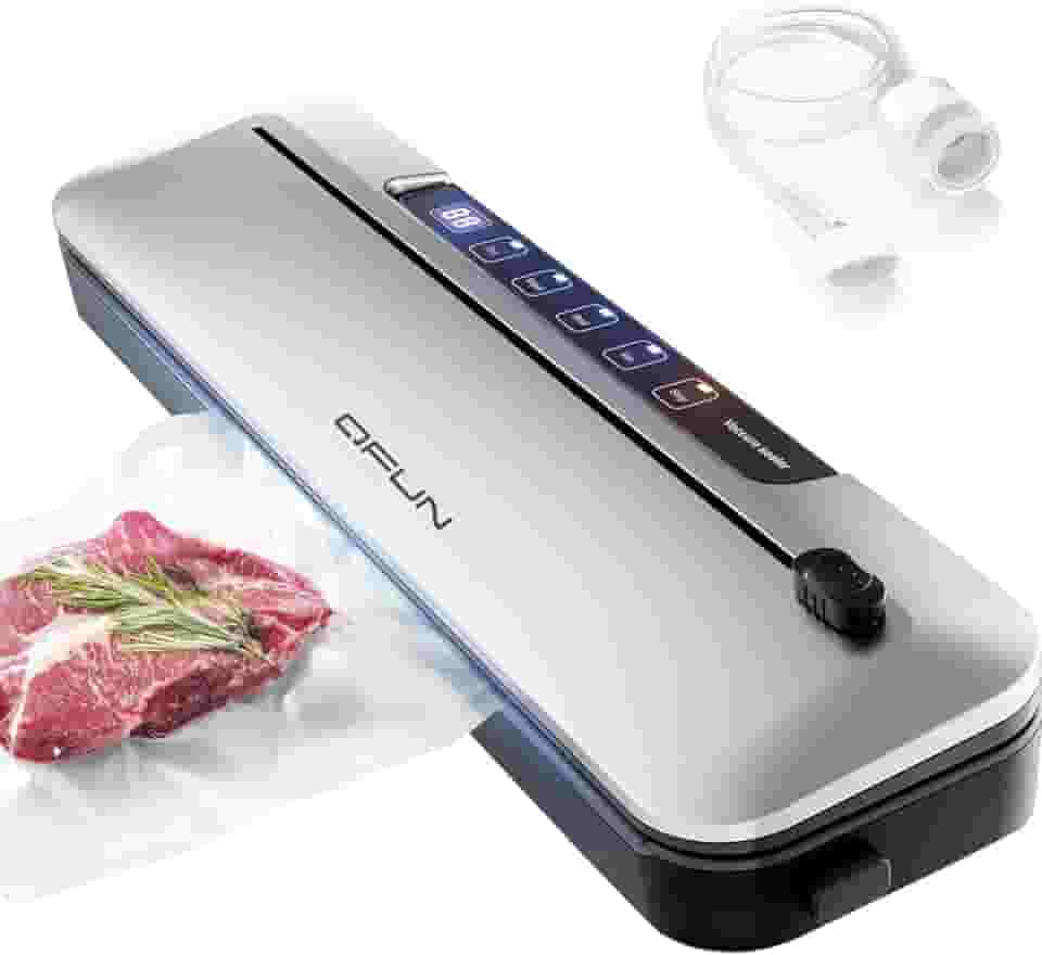 Seladora A Vácuo Elétrica 127V Para Alimentos, 6 Em 1 Com Cortador, Mini Seladora De Embalagens Compatível Com Sacos Texturizados, Vedação 300mm, Sucção 75kPa, Digital, Portátil