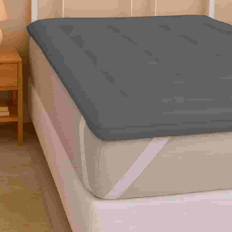 Pillow Top Solteiro 200 Fios Micropercal - Super Macio, Enchimento Grosso 600g/m², Antipilling, Faixas Elásticas, Fácil de Lavar (Cinza, Solteiro)