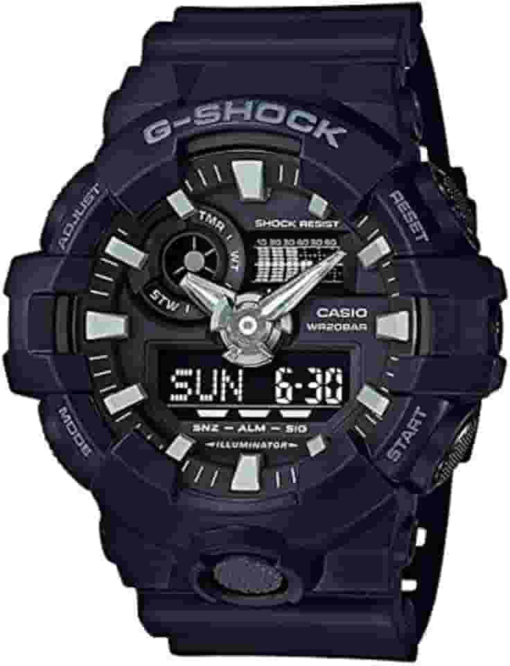 Relógio masculino G-shock Ana Digi All Black, resistente à água de 200 metros com dia e data GA-700-1B, Preto, esportivo