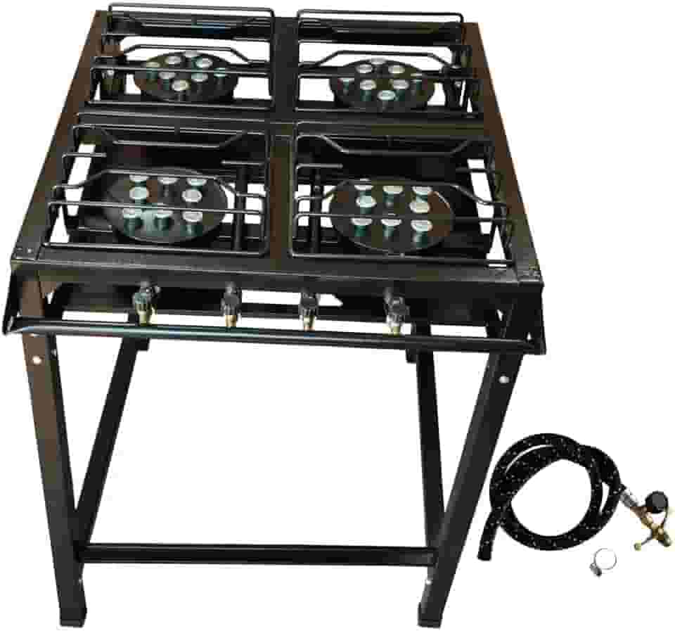 Fogão Industrial 4 Bocas Preto – Alta Pressão, Acompanha Mangueira e Registro! Semi Industrial