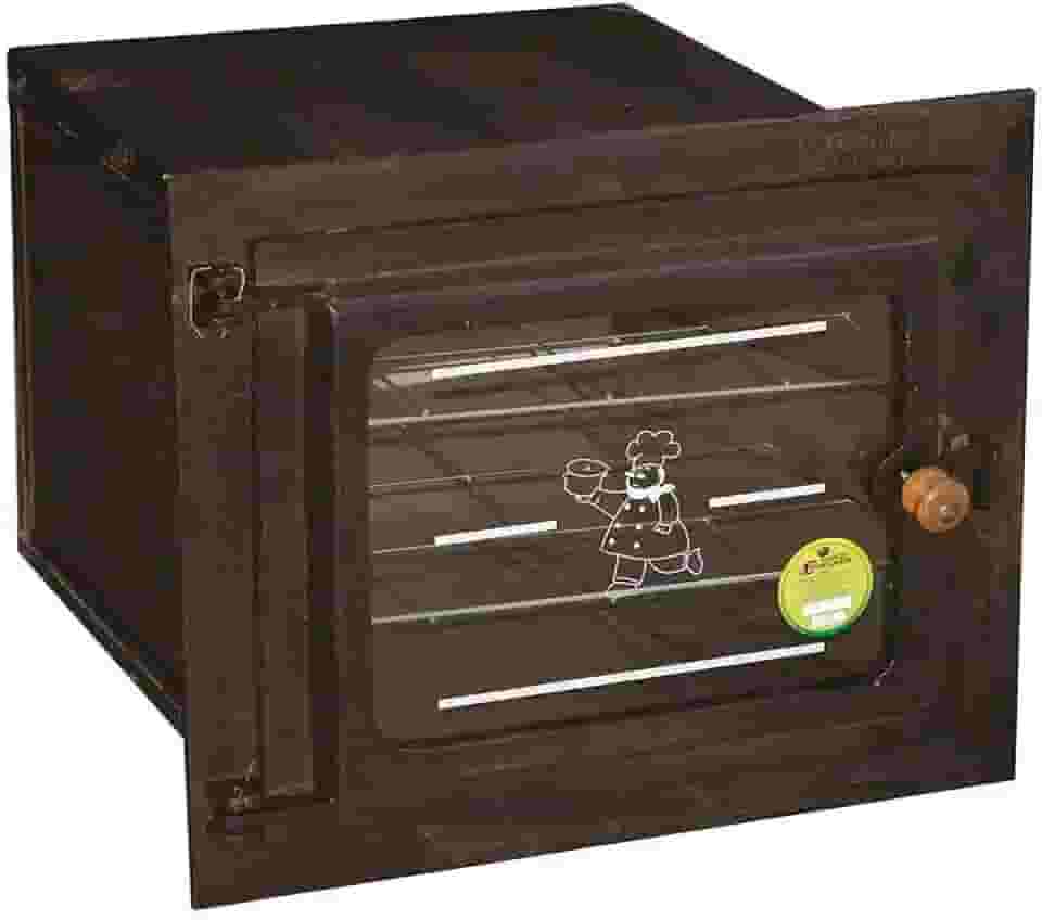Forno Ferro Fogão a Lenha Pequeno Porta de Vidro 50x35x30cm
