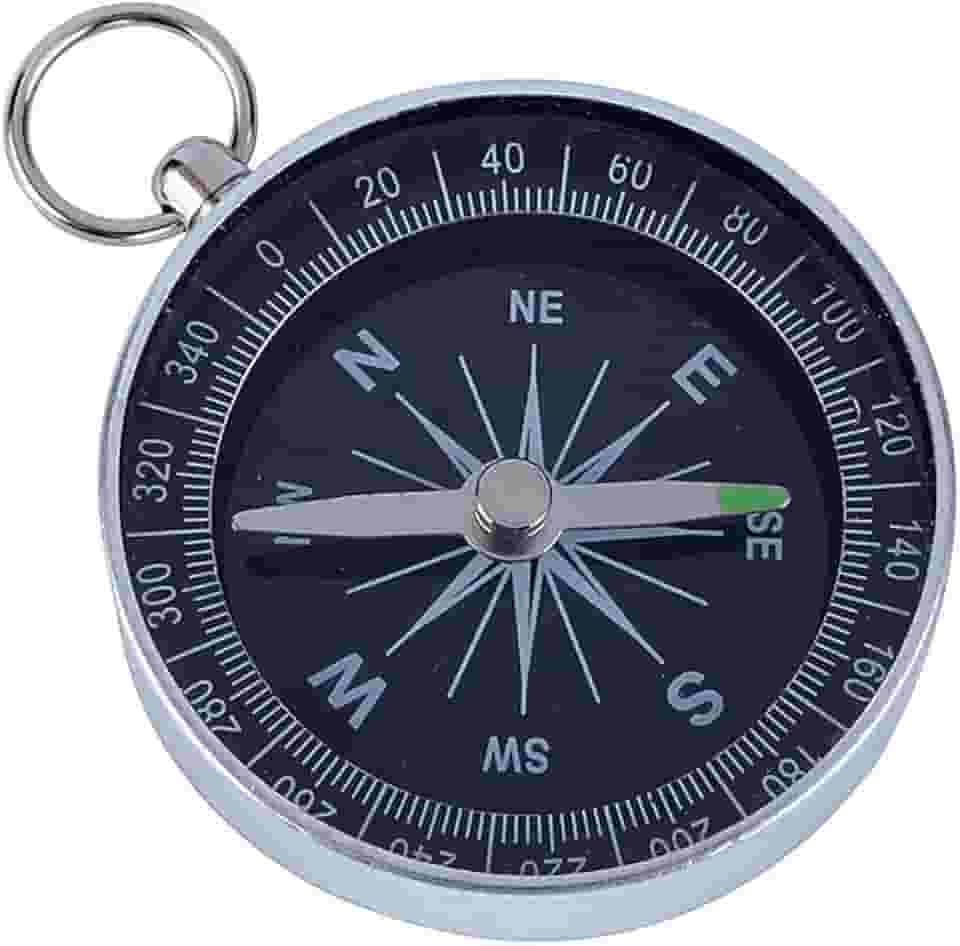 Bússola de Bolso Prata Portátil Prata Bússola de Bolso para Acampamento Ao Ar Livre Caminhadas Navegação Esportiva