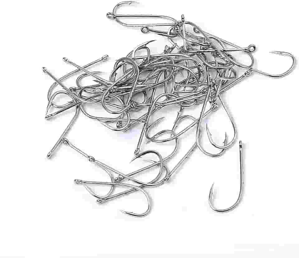 400 peças de anzóis de pesca de aço carbono com pontos de proteção duplos (1#-10#) – Essencial para a caixa de equipamentos de cada pescador