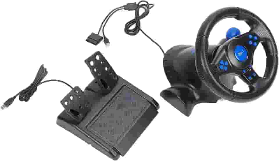 Volante para Jogos Com Rotação de 180 Graus Multifuncional 3 Em 1, Pedais para Volante de Corrida, PC