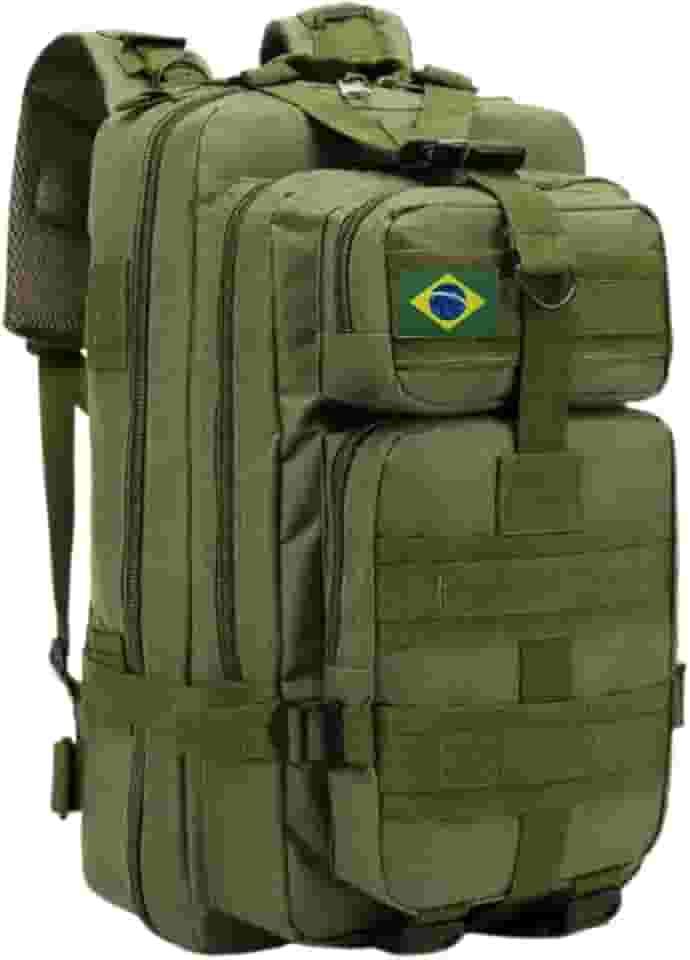 Mochila Tática Militar Impermeável Reforçada 30 litros com Patch Emborrachado - Verde