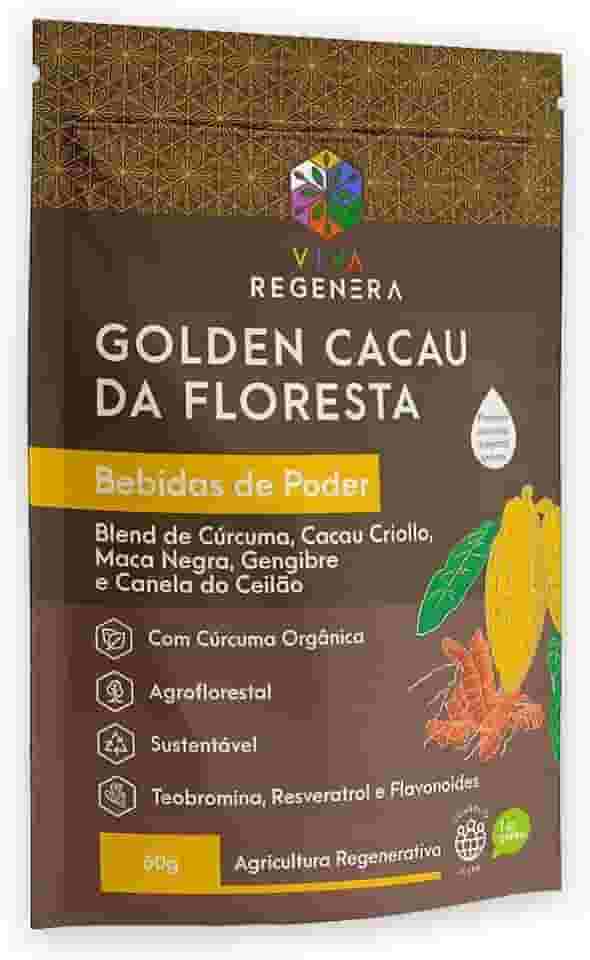 GOLDEN CACAU - CÚRCUMA LONGA ORGÂNICA+CACAU CRIOLLO+MACA NEGRA+ CANELA DO CEILÃO - 60 G