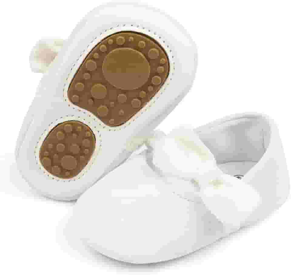 Sapatilhas Mary Jane para bebês meninas com laço, sola macia, antiderrapante, sapatos de casamento para meninas