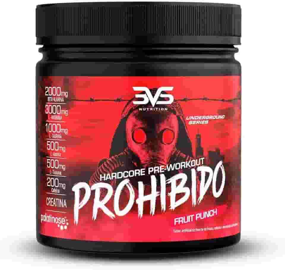 3VS Nutrition Pré Treino Prohibido 360g Sabor Ponche de Frutas