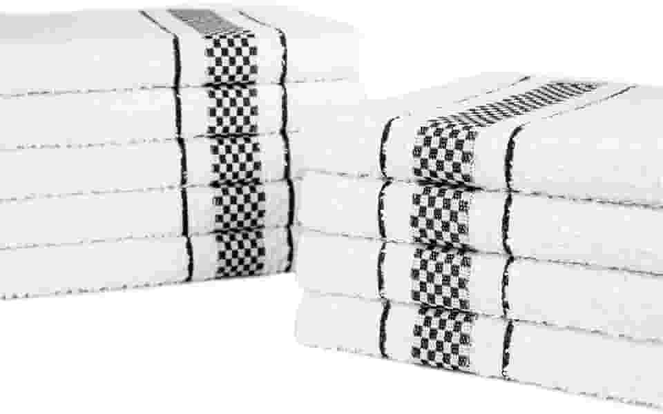 Kit 10 Pano de Prato Atoalhado Para Cozinha Felpudo Malta 45x70cm 370g/m² 100% Algodão - Preta