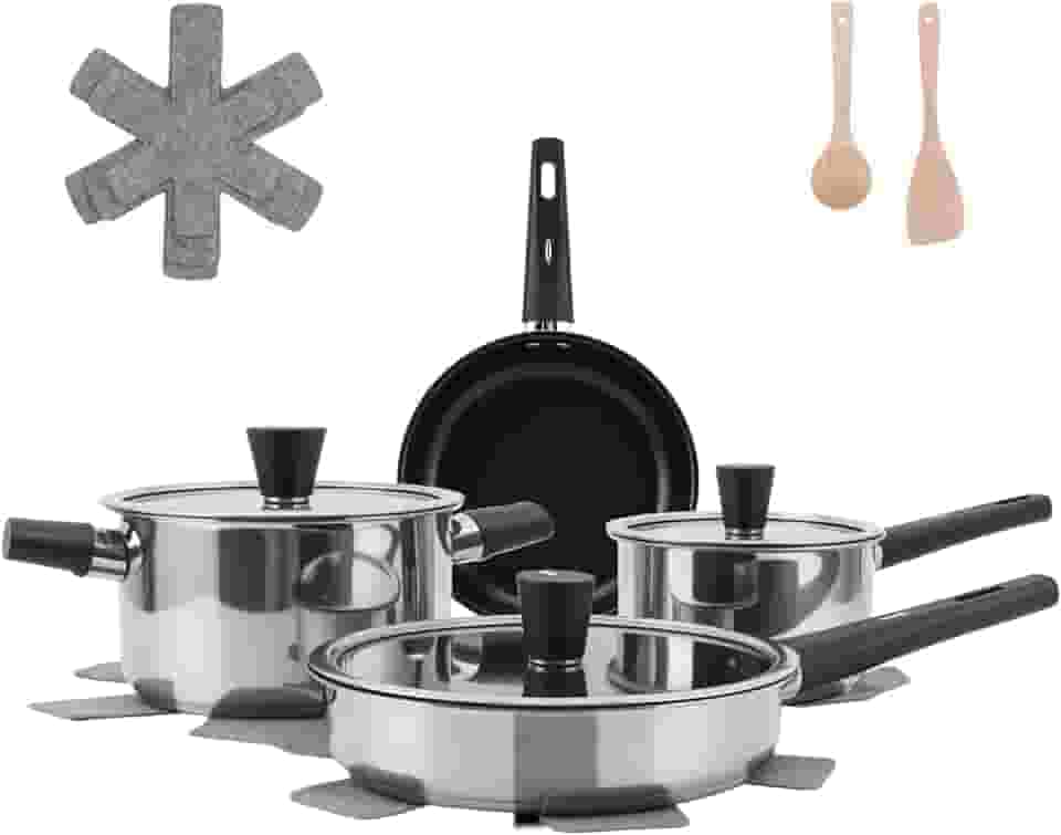 Conjunto de aço inoxidável de 4 peças jogo de panelas, panela inox fundo triplo, Conjuntos de panelas de cozinha de indução antiaderente,conjunto de panelas,panela de inox