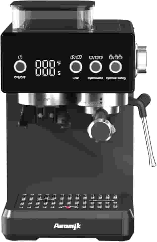 máquina de café expresso, máquina de café semiautomática de moagem, temperatura, exibição de tempo, com varinha de vapor para espuma de leite, máquina de café expresso fácil de operar, pode
