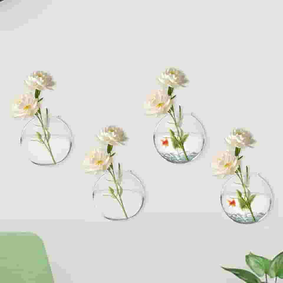 2 vasos de parede, vaso de flores de vidro, estação de propagação para pendurar na parede, vaso suspenso para plantas de interior, flor hidropônica, sala de estar, escritório, presente (2 peças)