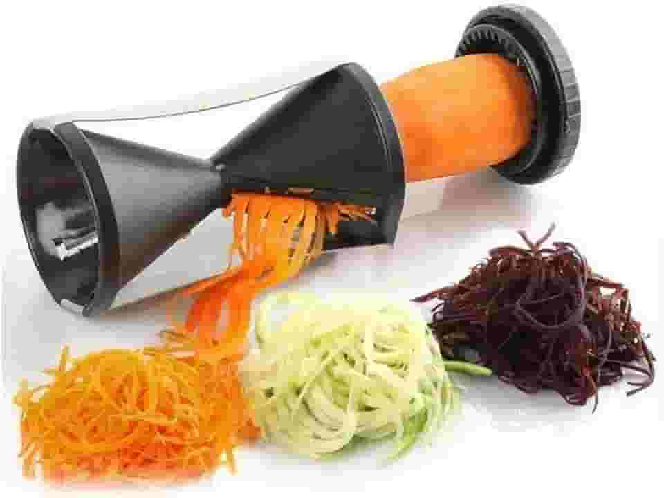 Black Bull Cortador Espiral Ralador Fatiador Espirilizador Moedor para Frutas Verduras e Vegetais - Preto - Polietileno e Aço Inox