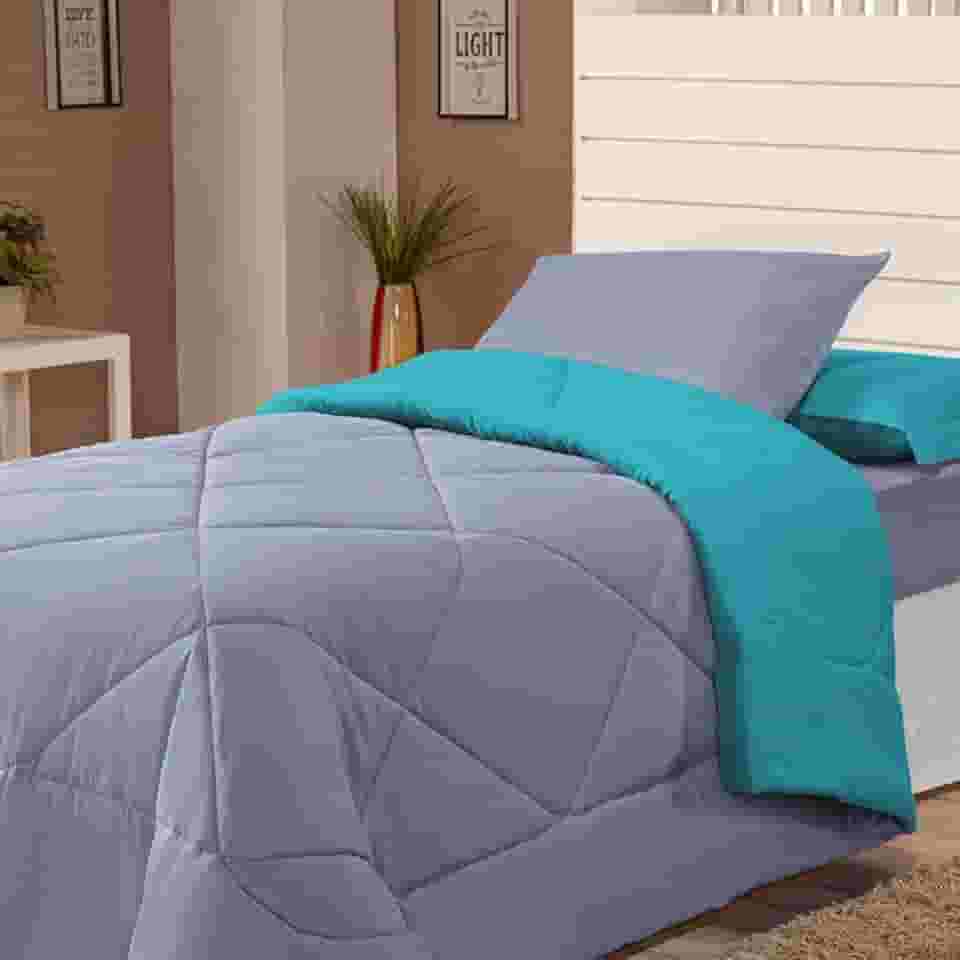 Edredom Avulso Solteiro Coberdrom Cobertor Margarida (Tiffany e Cinza)