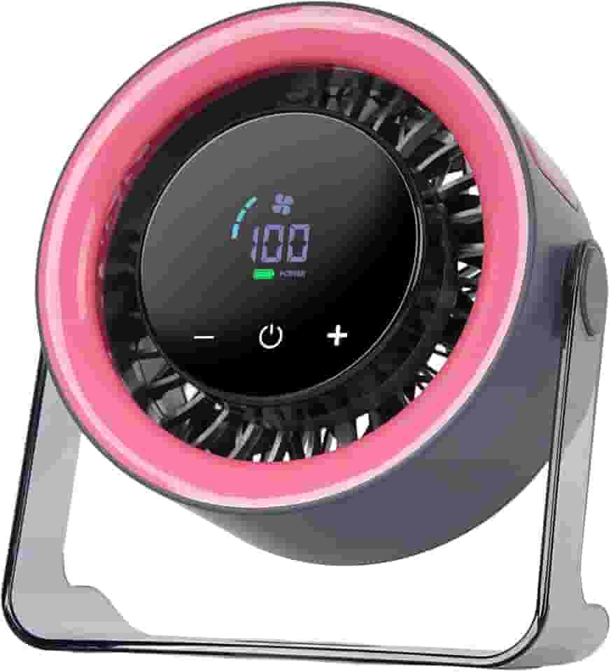 Ventilador de Mesa Portátil Recarregável USB com Display Digital,5 Níveis de Velocidade Ajustável,Silencioso (35dB), Bateria 3000mAh até 11 Horas - Ideal para Casa,Escritório, Camping e Viagens