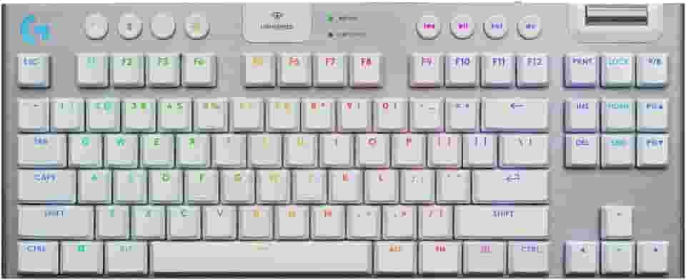 Teclado Mecânico Gamer Sem Fio Logitech G915 X LIGHTSPEED com Design TKL,RGB LIGHTSYNC, USB ou Bluetooth, Teclas Programáveis, Switch de Perfil Baixo GL Tactile e Bateria Recarregável - Branco