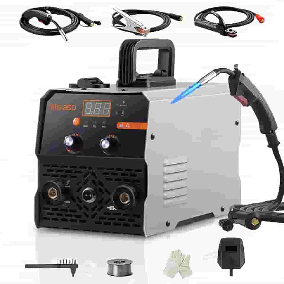 Máquina de Solda 3 em 1 MIG MMA TIG 250A 110V/220V com Display LCD - Soldadora Sem Gás, Inverter IGBT, Compacta e Econômica (110, Volts)