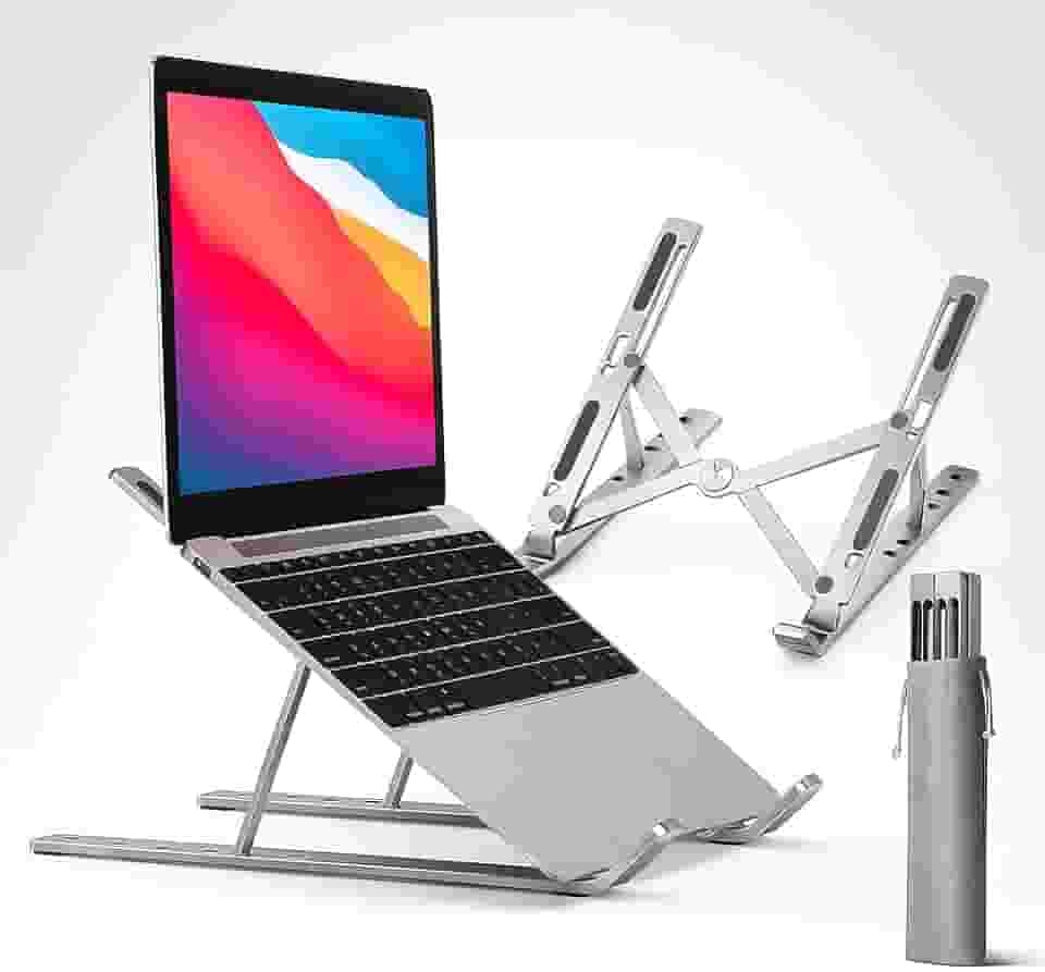 Suporte Premium Para Notebook De Alumínio Dobrável, Portátil, Ajustável, Design Ergonômico, Dissipação De Calor, Compatível Com Macbook E Windows, Notebooks 10-17 Polegadas, Marca VARENZIA