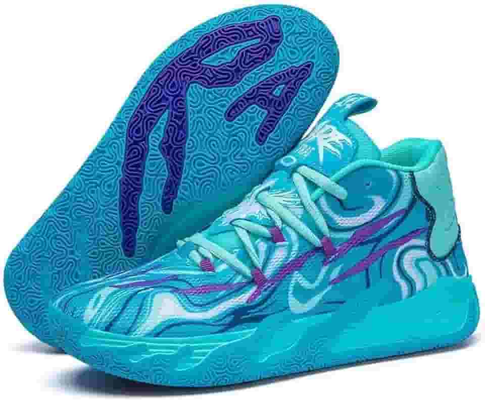 Tênis de basquete unissex, calçados esportivos respiráveis ​​com design multicolorido, tração dinâmica, conforto o dia todo para quadras internas/externas Equipamento de basquetebol