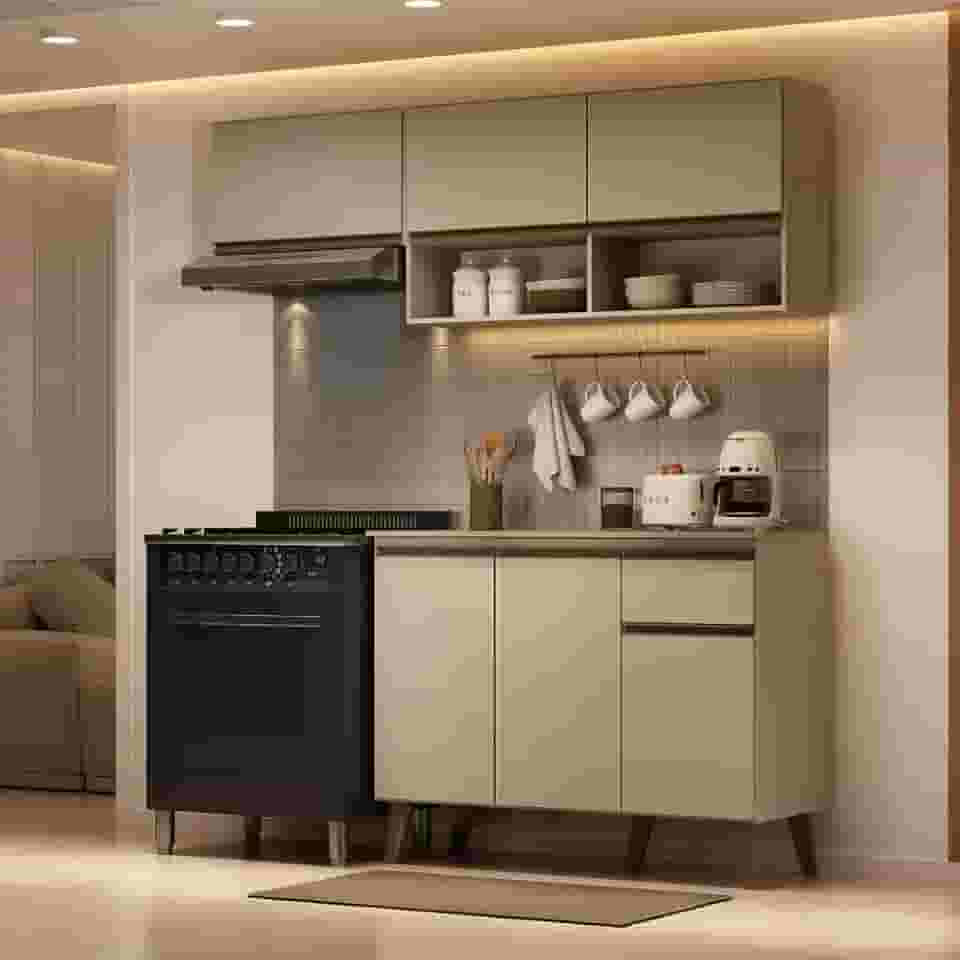 Armário de Cozinha Compacta Atlanta Petit Carraro (Amêndoa)