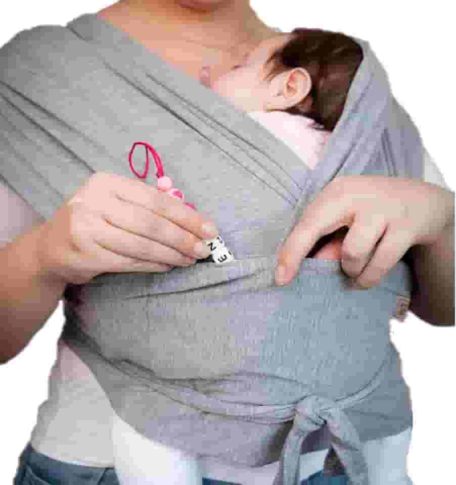 Wrap Sling de Bebê Carregador Canguru de Vestir Little Beni (CINZA, G)