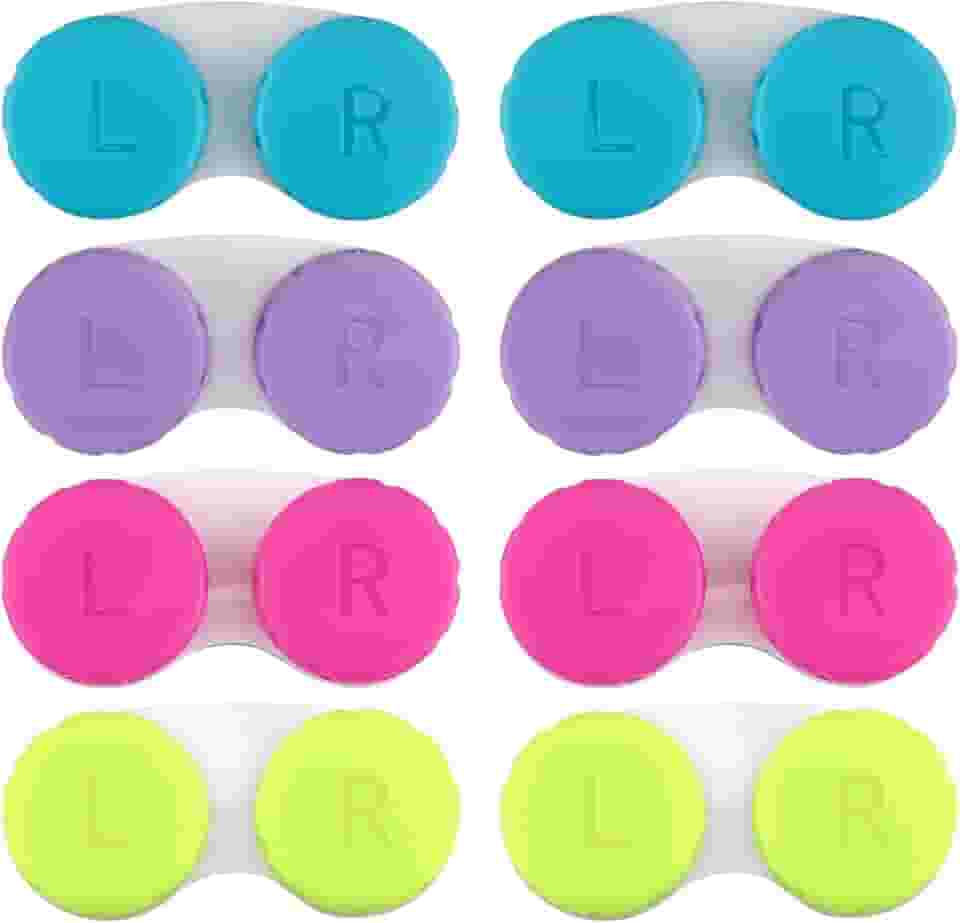 Conjunto de 8 capas coloridas para lentes de contato, porta-contatos, armazenamento de imersão