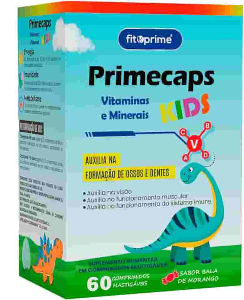 Primecaps Kids Vitamina Infantil Mastigável 60 Comprimidos Sabor Morango