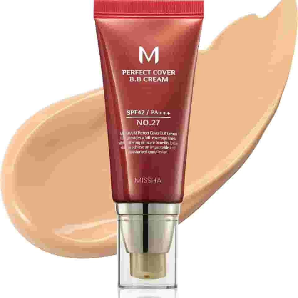 MISSHA M Perfect Cover BB Cream #27 FPS 42 PA+++ 50 ml - Maquiagem leve, multifuncional, de alta cobertura para ajudar a infundir a umidade para uma pele mais firme com redução na aparência das linhas finas