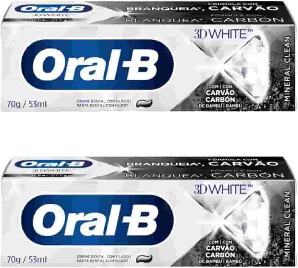 Kit Com 2 Creme Dental 3d White Mineral Clean 70g Ação Clareadora | Com Carvão De Bambu