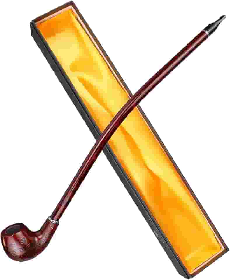 Hysagtek Cachimbo de tabaco Churchwarden longo de madeira com haste longa de 40,6 cm com caixa de presente, padrão aleatório